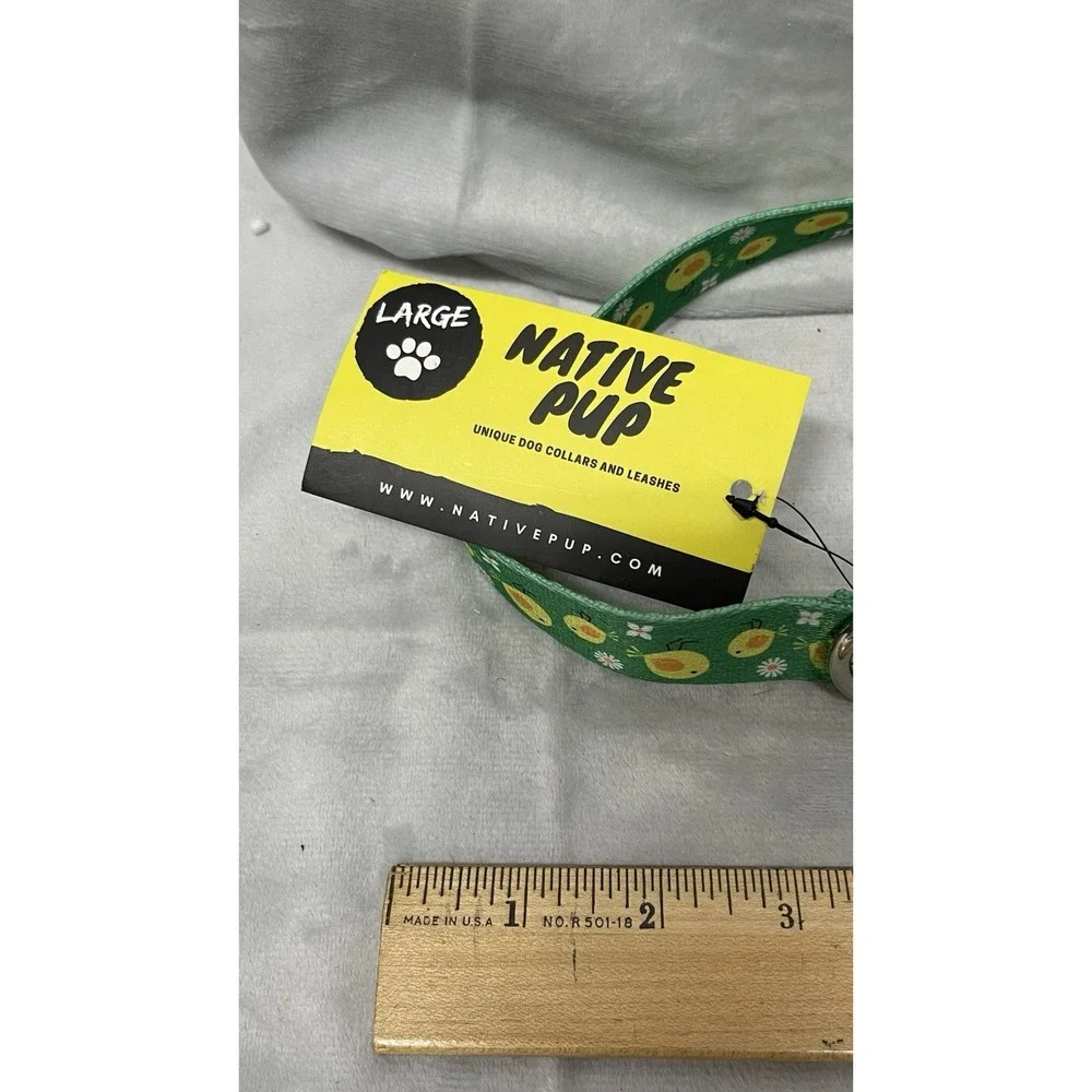 Native‎ Pup Large Dog Collar Green Chick Pattern Adjustable Buckle